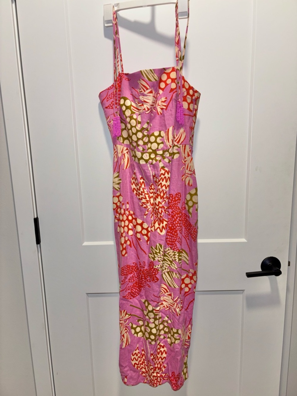 Rachel Zoe Pink Lobster Print Midi Dress w Tassels - Women’s Size XS - NWT